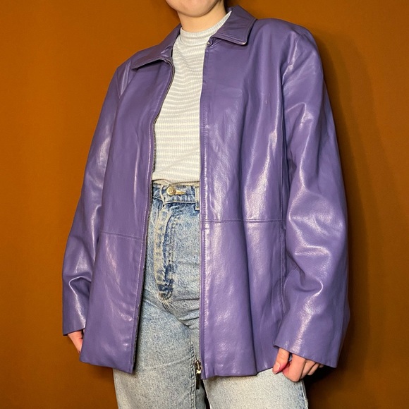 Worthington Jackets & Blazers - Vintage Y2K purple pleather jacket ✨